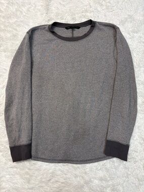 PACT Organic thermal waffle-knit long-sleeve crewneck shirt Grey